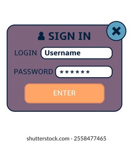 Sign In Dialog. Login and Password to Access