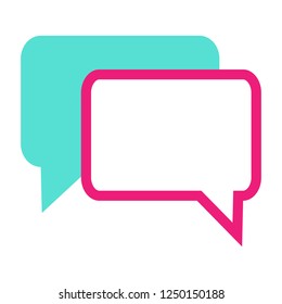Sign dialogue, support or orders: a flat color icon for the online store and design online store. Hot pink and turquoise isolated on white background