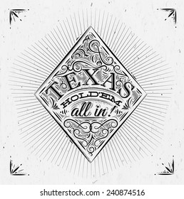 Sign diamonds in vintage style lettering texas holdem all in