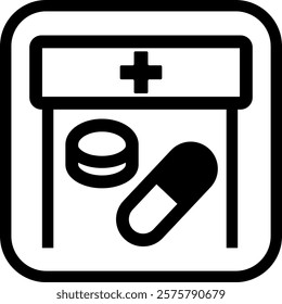 The sign directing people to pharmacies