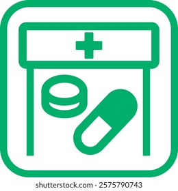 The sign directing people to pharmacies