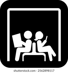 The sign directing to the waiting room