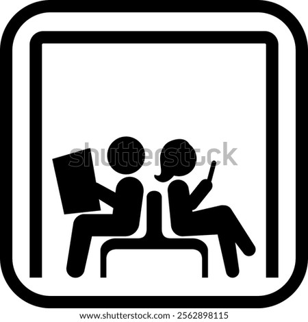 The sign directing to the waiting room