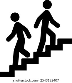 O sinal que o direciona para as escadas isoladas no fundo branco