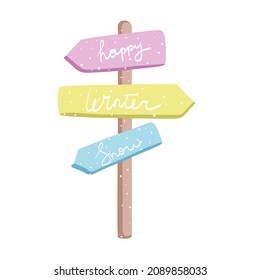 Sign directions post. Cute Vector illustration.