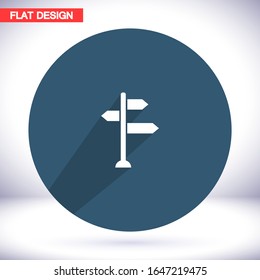 sign directs vector icon. post with a pointer. Direction Right Left Flat Design. eps 10 path pointer icon