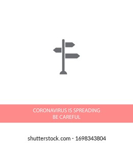 sign directs vector icon. post with a pointer. Direction Right Left Flat Design. eps 10 path pointer icon