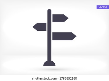 apunta a un icono vectorial. con un puntero. Dirección Diseño plano izquierdo derecho. icono de puntero de ruta de acceso 10 eps