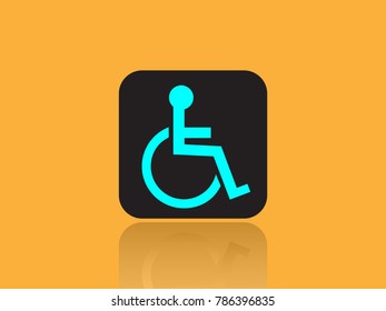 Sign For Disabled Person. Disabled Handicap Icon. Disabled Wheelchair Icon - Sign On Yellow Background. Design Concept For Graphic, Banners, Presentations, Wallpaper, Reports. Vector Illustration.