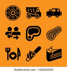 sign, display, forest, macro, vehicle and exchange icon vector set. Flat vector design with filled icons. Designed for web and software interfaces