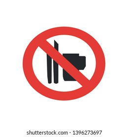 sign do not eat and drinking on white background