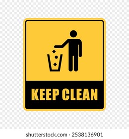 Signo de no ensuciar, mantener limpio con la ilustración del hombre tirar basura en la cesta