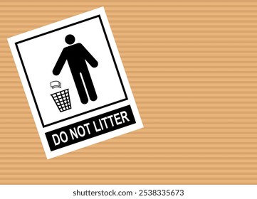 Sign of do not litter, keep clean with illustration of man throw trash in the basket