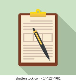 Sign document icon. Flat illustration of sign document vector icon for web design