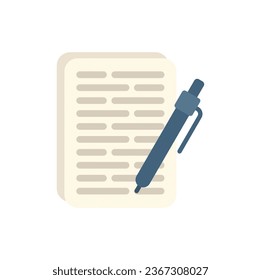 Sign document icon flat vector. Office service. Work online isolated