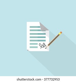 Sign document paper with pencil
