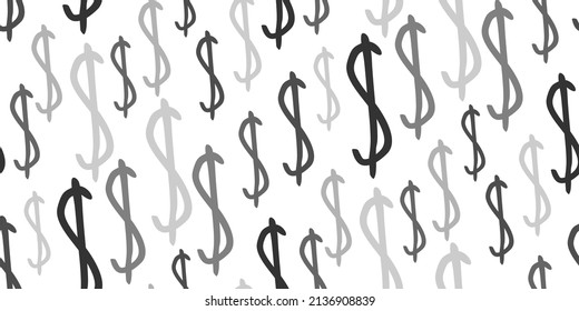 Sign of dollar currency seamless pattern. Gray signs of dollar on white background. Vector pattern can be used for your ad, poster, phone cases, wrapping paper, gift wrap, textile, fabric, wallpaper