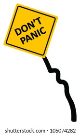 Sign "don't panic area" bended and wrecked, vector