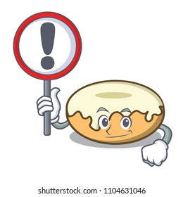 With sign donut with sugar character cartoon