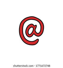 at sign doodle icon, vector illustration