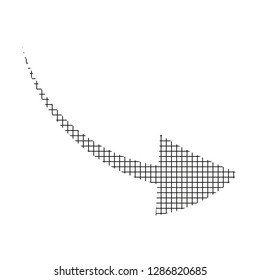 Sign down arrow, black on a white background, squares, vector