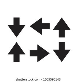 sign down, up, righ, left. arrow icon set.  isolated illustrator.