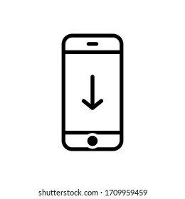 sign download icon on screen smartphone. vector flat simple symbol