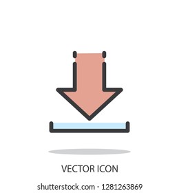 sign download, line icon - vector illustration eps10