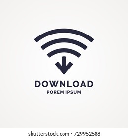 Sign download over the wireless network. Vector illustration.