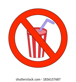 sign with drinks prohibited, vector illustration