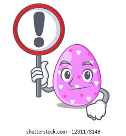 With sign easter egg cartoon clipping on path
