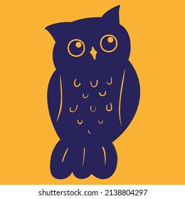 sign element vector logo owl in simple flat doodle style for books, stationery, postcards, websites, print