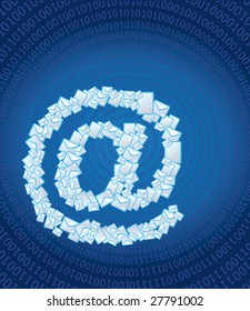 The sign of e-mail is made from letters