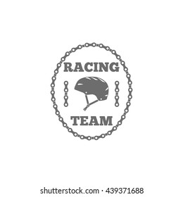 Sign, emblem, icon bicycle helmet and  inscription Racing Team.