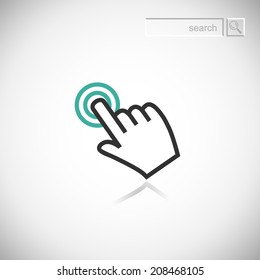 Sign emblem vector illustration. Hand with touching a button or pointing finger. svg