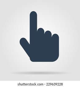 Sign emblem vector illustration. Hand with touching a button or pointing finger