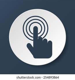 Sign emblem vector illustration. Hand with touching a button or pointing finger