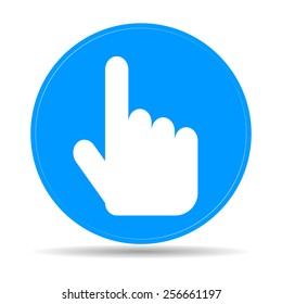 Sign emblem vector illustration. Hand with touching a button or pointing finger