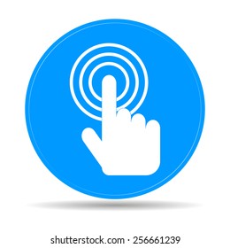 Sign emblem vector illustration. Hand with touching a button or pointing finger