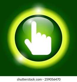 Sign emblem vector illustration. Hand with touching a button or pointing finger