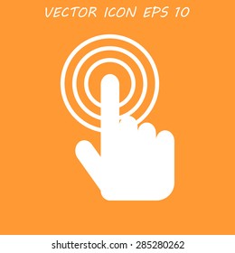 Sign emblem vector illustration. Hand with touching a button or pointing finger