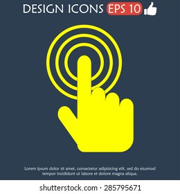 Sign emblem vector illustration. Hand with touching a button or pointing finger