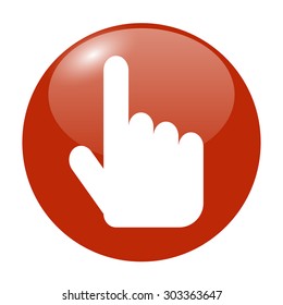 Sign emblem vector illustration. Hand with touching a button or pointing finger