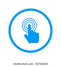 Sign emblem vector illustration. Hand with touching a button or pointing finger