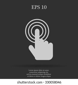 Sign emblem vector illustration. Hand with touching a button or pointing finger