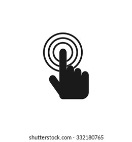 Sign emblem vector illustration. Hand with touching a button or pointing finger