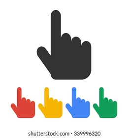 Sign emblem vector illustration. Hand with touching a button or pointing finger