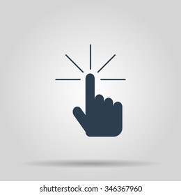 Sign emblem vector illustration. Hand with touching a button or pointing finger
