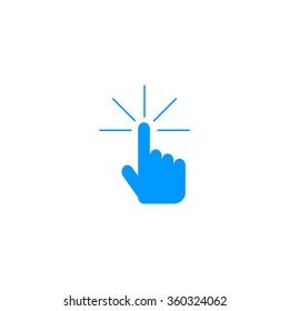Sign emblem vector illustration. Hand with touching a button or pointing finger