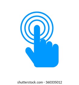 Sign emblem vector illustration. Hand with touching a button or pointing finger